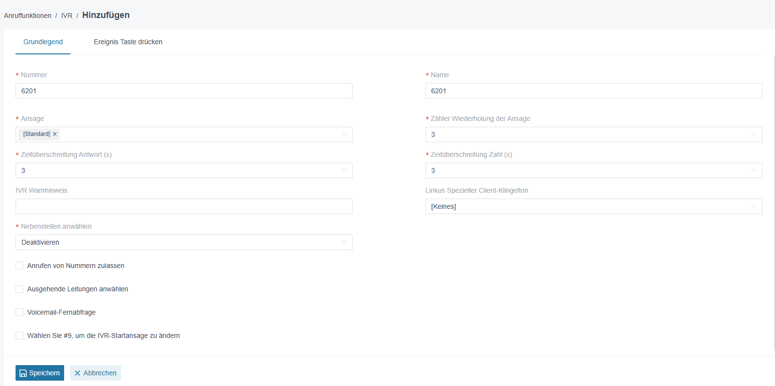 Virtual-Call Cloud-Telefonanlage — IVR erstellen