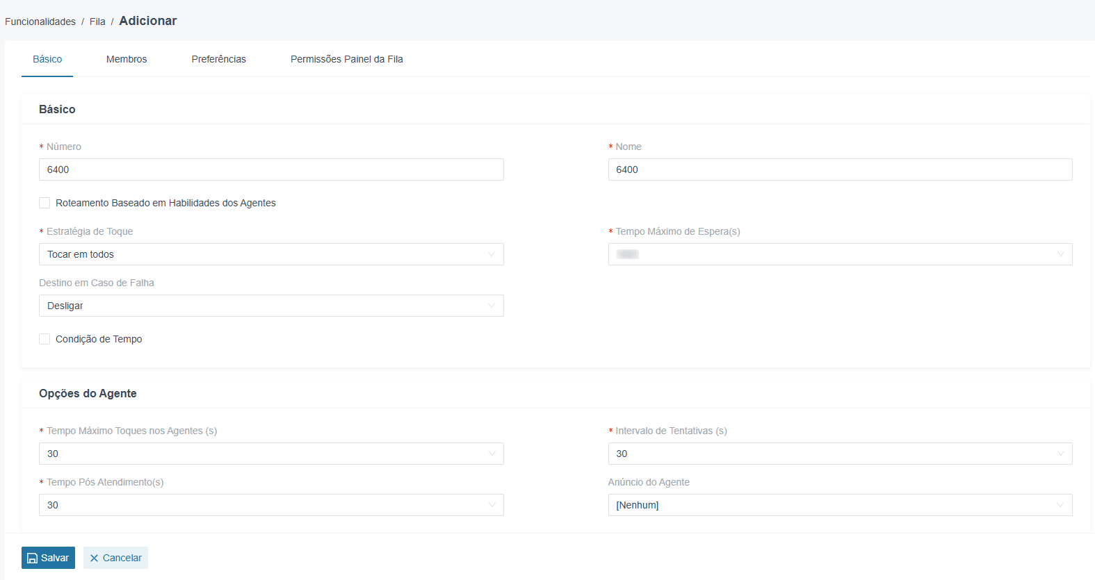 Adicionar nova fila no Virtual-Call Cloud PABX