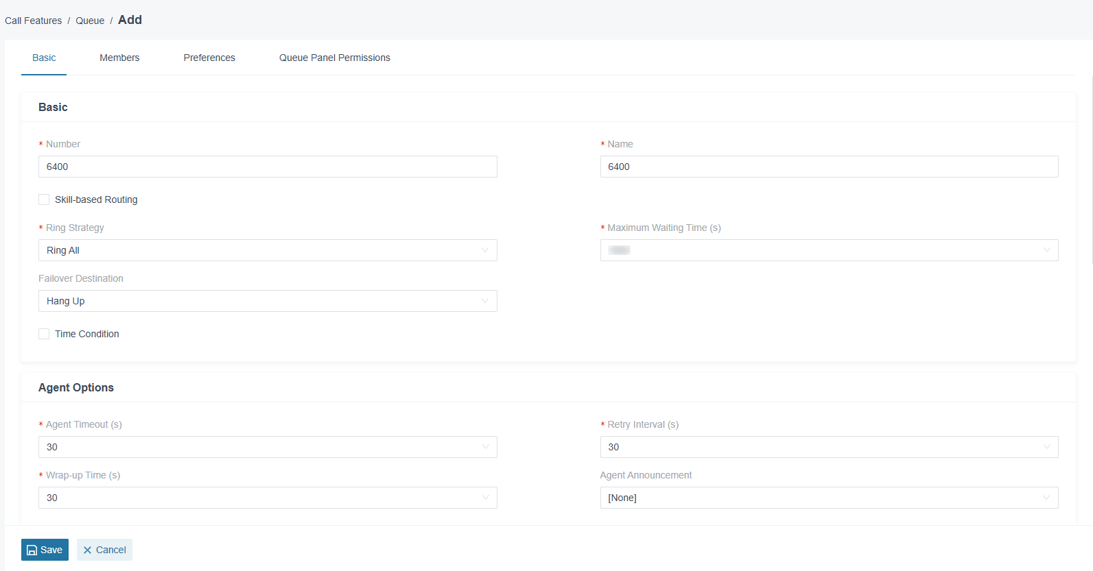 Add a new queue in the Virtual-Call Cloud PBX