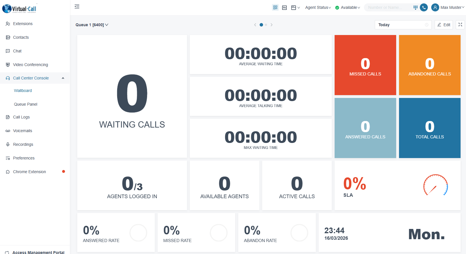 Contact Center Wallboard in the Virtual-Call UC Client