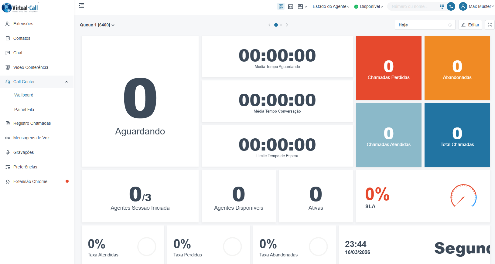 Wallboard do Contact Center no Virtual-Call UC Client