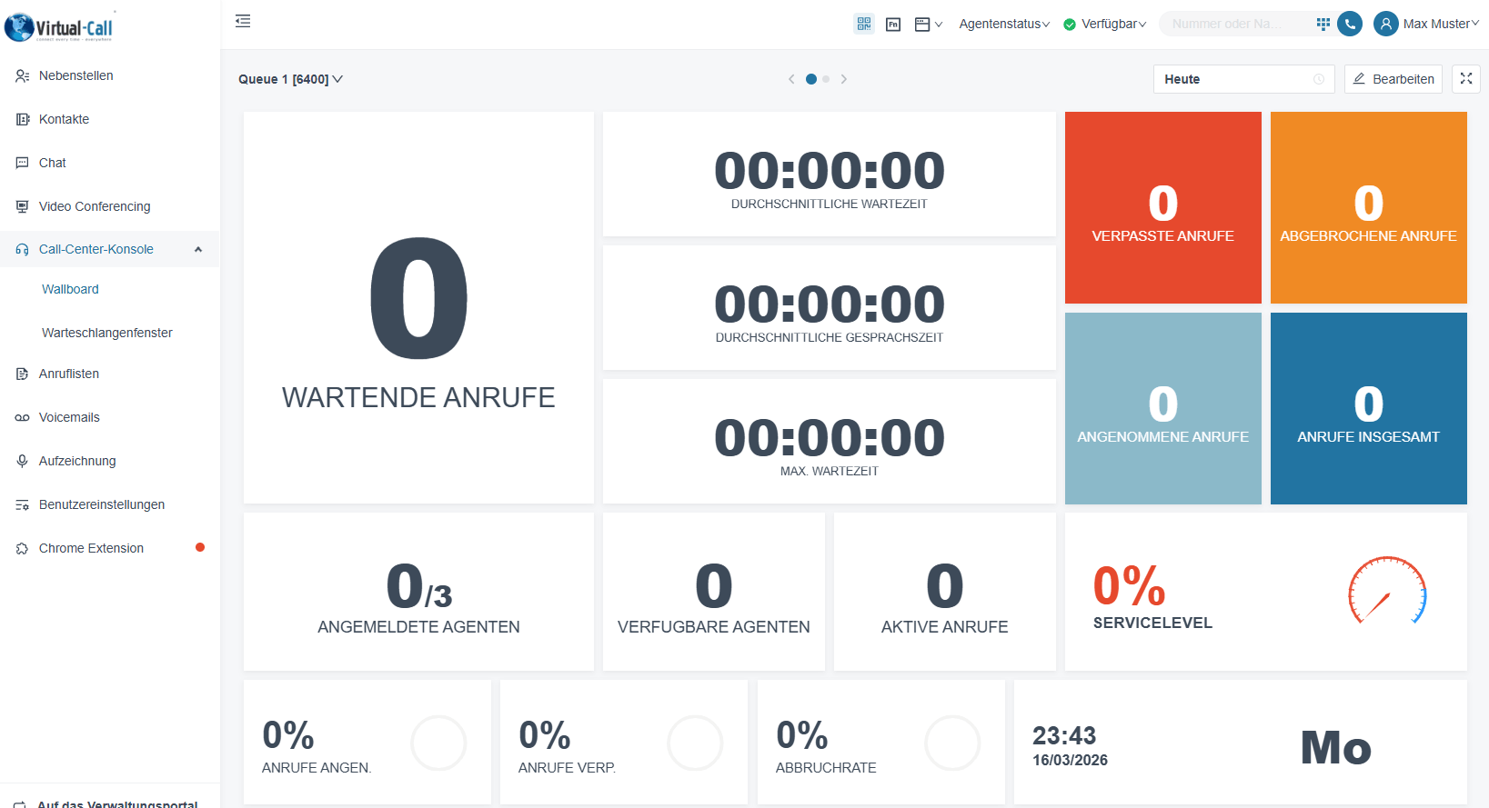 Contact Center Wallboard im Virtual-Call UC Client