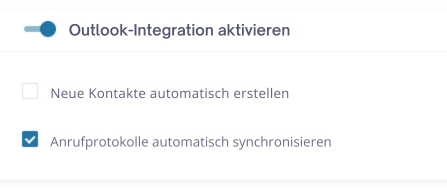 Virtual-Call Cloud-Telefonanlage - CRM-Einstellungen (Outlook)