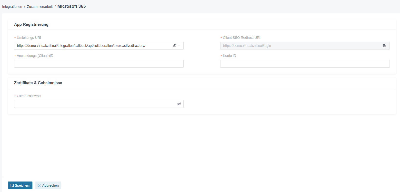 Virtual-Call Cloud-Telefonanlage - Entra ID Konfiguration