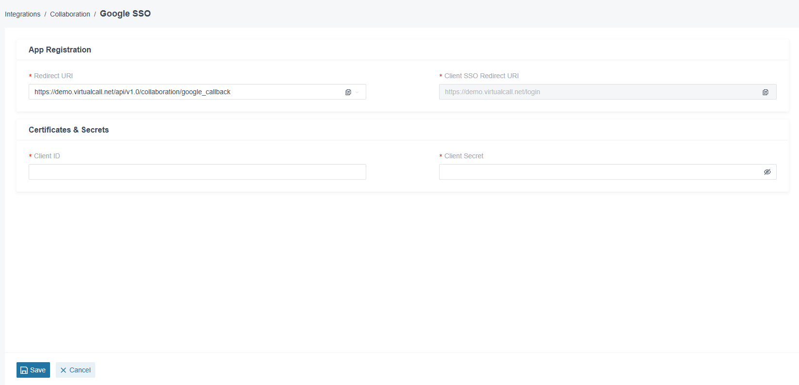 Virtual-Call Cloud PBX - Google Workspace Configuration