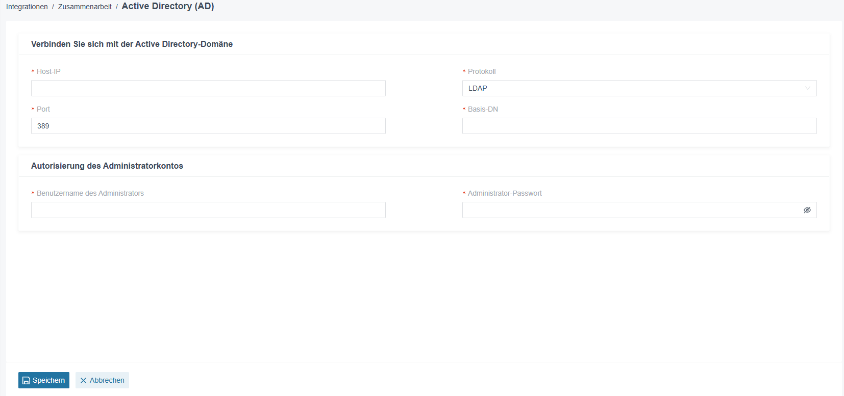 Virtual-Call Cloud-Telefonanlage - Active Directory LDAP-Konfiguration